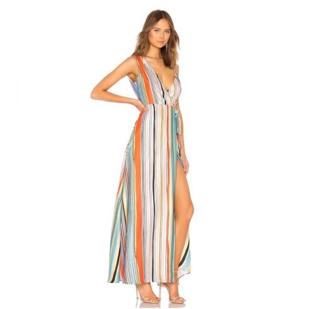 NWT Lovers + Friends Women Montague Maxi Wrap Rainbow Dress Size XS - Picture 2 of 14